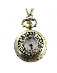 Youyoupifa Wholesale 5pcs/lot Unique Retro Design Bronze Openwork Cover Half Hunter Design Quartz Pocket Watch NBW0PF7118-CO3