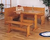 Kitchen Oak Veneer Wood Corner Bench Dining Table Set