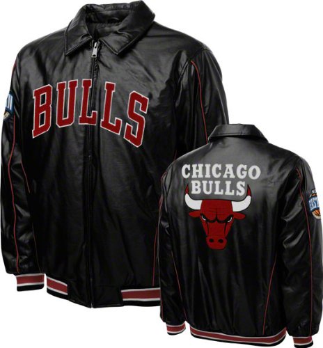 Chicago Bulls Faux Leather Full-Zip Varsity Jacket