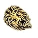 Trendsmax Retro Mens 316L Stainless Steel Roaring Lion King Ring Engraved Carved Gold Tone