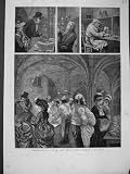 PREPARATIONS CITY FEAST GUILDHALL KITCHENS COOKING  from Old antique victorian print