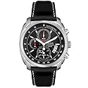 Pulsar Men's Black Leather Chronograph Watch PF3479