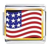 Jewelry : Usa Flag Italian Charms Bracelet Link