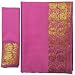 Brokat Sari pink traditionelles Wickelkleid aus Indien mit Blusenstoff und Wickelanleitung