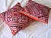 2 SARI INDIAN ORANGE BEADED TOSS THROW PILLOWS CUSHION