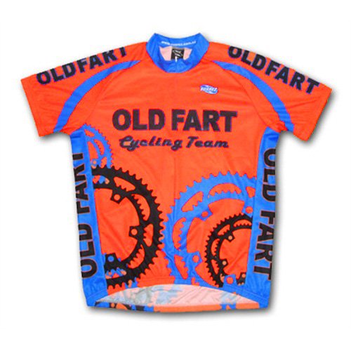 Old Fart Cycling Team Men's Jersey Ultrabright Orange Short Sleeve