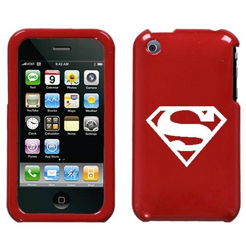  APPLE IPHONE 3G 3GS SUPERMAN WHITE SYMBOL ON A RED HARD CASE COVER