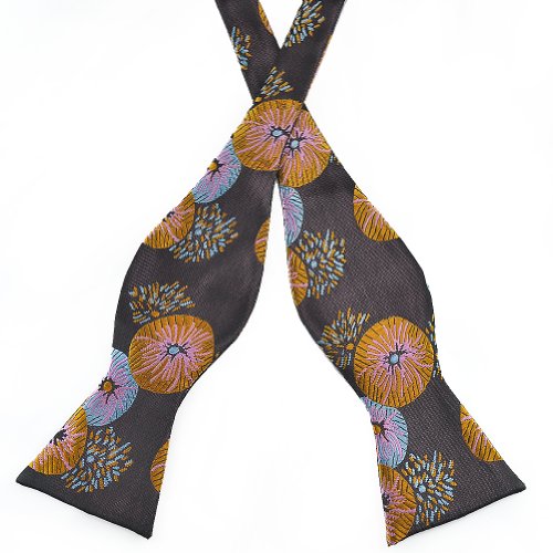 Pensee Mens Self Bow Tie Classic Black & Golden Multi-color Silk Bow Ties