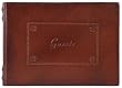 Antique Brown Genuine Italian Leather Guestbook / Journal, Embossed, 7 x 9.5"