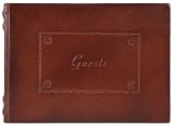 Antique Brown Genuine Italian Leather Guestbook / Journal, Embossed, 7 x 9.5" Antique Brown Genuine Italian Leather Guestbook / Journal, Embossed, 7 x 9.5"