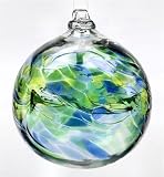 Kitras Art Glass - BIRTHDAY WISH BALL - AUGUST - WITCH BALL - Hand Blown Glass Hanging Ornament 2-1/2