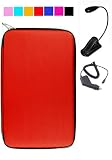 Hard Cube Carrying Case for E-Book Barnes and Nobles Nook + Black eLight + Car Charger (Red)