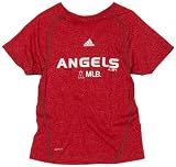 MLB Boys' Anaheim Angels Short Sleeve Heathered, Red, Large