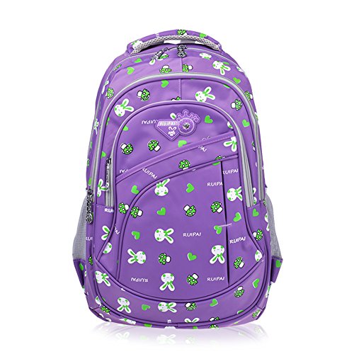 Vbiger Girl's & Boy's Backpack for Middle School Cute Bookbag Outdoor Daypack (Purple(bunny))