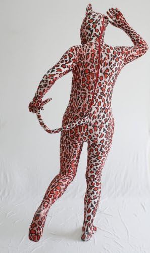 JustinCostume Leopard Print Lycra Spandex Zentai Full Body Suit with Ear and Tail