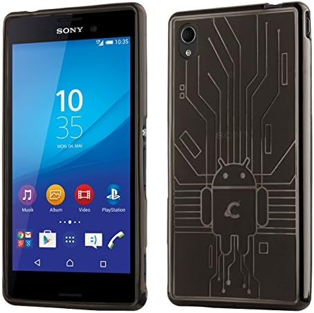 Xperia M4 Aqua Case, Cruzerlite Bugdroid Circuit TPU Case Compatible with Sony Xperia M4 Aqua - Smoke