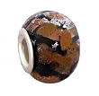 Pandora Style Charm Bead (Z108) Murano Style Lampwork Glass (14mm x 10mm) (fits Troll too) ~ Black with Copper and Silver