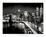(16x20) Manhattan Night (Skyline, Bridge, WTC) Art Poster Print