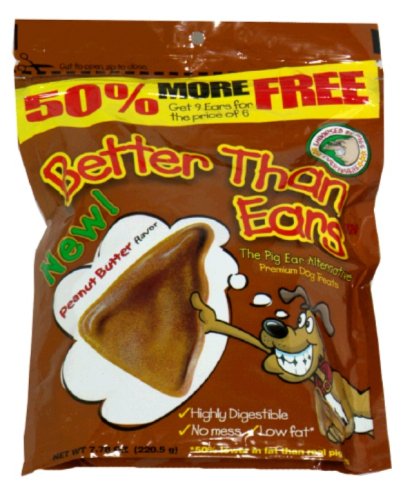 Childrens Toyshop  Pet Supplies : Better Than Ears Premium Dog Treats, Peanut Butter Flavor, 9-Count Pouch (Pack of 7)