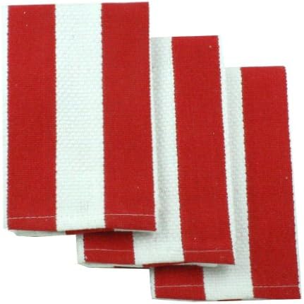 MUkitchen MUincotton Striped Dishcloth, Set of 3, Punch