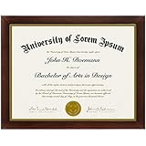Mahogany Brown Document Frame - Made to Display Documents sized 8.5 x 11 Inch - Document Frame, Certification Frame, High School Diploma Frame