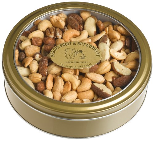 Bergin Nut Company Deluxe Mixed Nuts, Roasted & Salted, 14-Ounce Tin