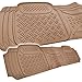 MotorTrend 100% Odorless Ridged Heavy Duty Rubber Floor Mats (Beige) - Semi Custom Fit