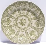Green Floral Pinwheel Plate French Toile Rose Chintz