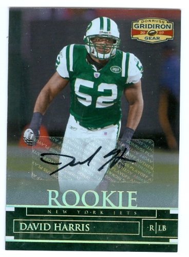 David Harris Autographed/Hand Signed Football Card (New York Jets) 2007 Donruss Gridiron Gear Rookie
