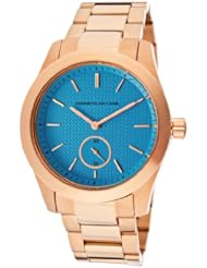 Kenneth Jay Lane Womens KJLANE-2302B  Blue Textured Dial Rose Gold Ion-Plated Stainless Steel Watch