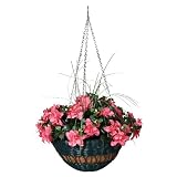 DMC Products 17-Inch Resin Wicker Hanging Basket with Chain Hanger, Black
