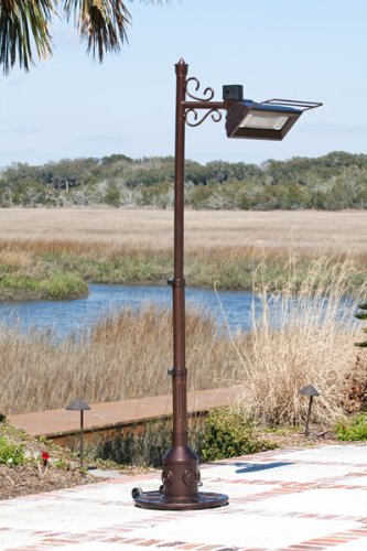 Hammer Tone Bronze Scroll Design Pole Mounted Infrared Patio Heater