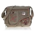 ELEPHANT Schultertasche SYLT Handtasche Messenger gewachstes Nylon // OLIV