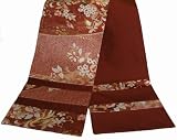 Table Runner Or Wall Hanging - Floal Japanese Silk Kimono Print - Rust Brown