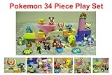 Pokemon 34 Piece Playset with 10 Adventure Building Blocks, 20 Different Assorted Pokemon Characters Ranging from 1" to 3" (No Duplicates), and 4 Pokemon 2" ButtonsIMAGE
