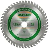 Oshlun SBFT-160048 160mm 48 Tooth FesPro Crosscut ATB Saw Blade with 20mm Arbor for Festool TS 55 EQ, DeWalt DWS520, and Makita SP6000K