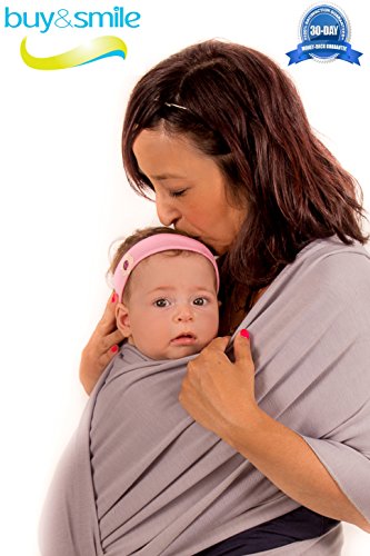 Baby Wrap Sling Carrier,By Buy&Smile-Soft & breathable,Free Bonus Baby Hat(GREY)