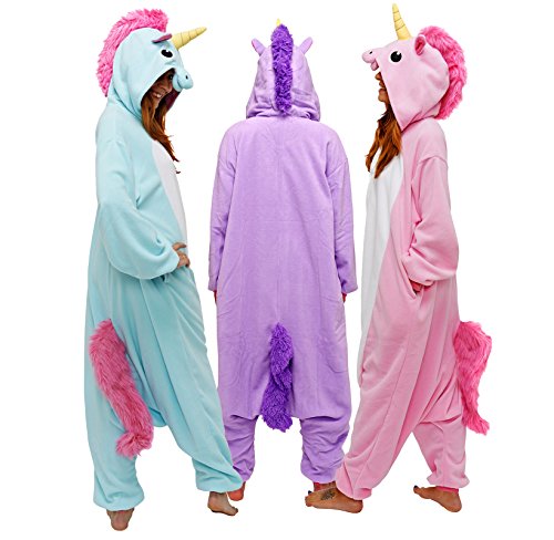 Adult Unisex Blue Unicorn Animal Kigurumi Onesies Pajamas Cosplay Birthday Party Wear