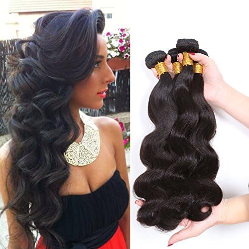 CCOLLEGE Hair 4 Bundles Peruvian Body Wave Human Hair Peruvian Virgin Hair Extensions Virgin Human Hair Unprocessed Hair Weave Natural Color(10 12 14 14)