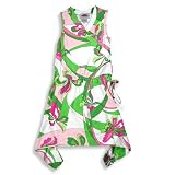 Flowers By Zoe - Girls Sleeveless Knit Pucci Print Dress, White, Green, Pink