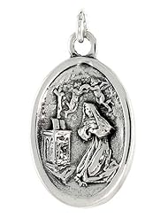 Sterling Silver Mary Magdalene Medal Pendant 1 X 5/8 inch (24 mm X 16 mm).