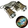 3 x 25 Opera Glasses Golden with Silver Trim w/ Necklace Chain by HQRP plus Coaster