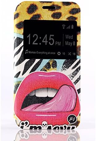 for Galaxy S5 Mini Case, view Windows Sexy Lips Pattern Premium Pu Leather + Painting /Flip /Stand /Protective Skin Cover Case for Samsung Galaxy S5 Mini G800F G800H