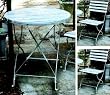 White Folding Metal Round Dining Table and Chairs Set