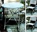 Outdoor Living : White Folding Metal Round Dining Table and Chairs Set