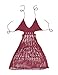 Asoidchi Women Sexy Knit Hollow Out Halter Bikini Dress Cover Up (Red Wine)