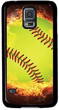 Popular Softball Fire DIY Hard Shell Black Samsung Galaxy S5 I9600 Case Perfect By Custom Service