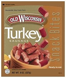 Old Wisconsin Turkey Sausage  Snack Bites, 8-Ounce Pouches (Pack of 6)