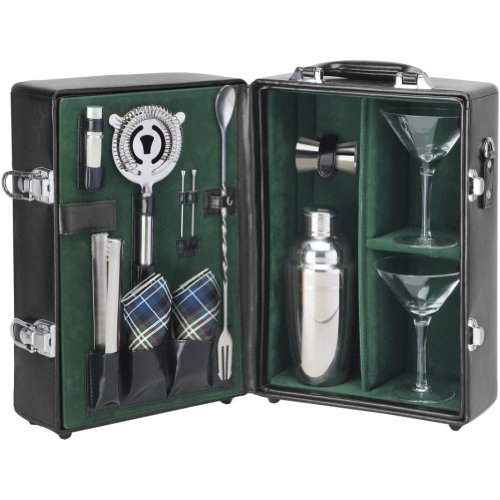 Picnic Time Manhattan Insulated Two-Bottle Cocktail Case/Bar Tool Kit, Mahogany