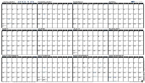 24" x 42" Extra Large Wet Erase - Yearly 2016 Wall Calendar - Laminated Horizontal Planner (2442-16h)